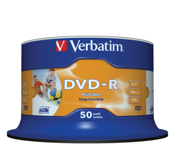 VERBATIM DVD-R 16x 4.7GB 50P CB PRINTABLE 43533 - 29684 - zdjęcie